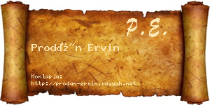 Prodán Ervin névjegykártya